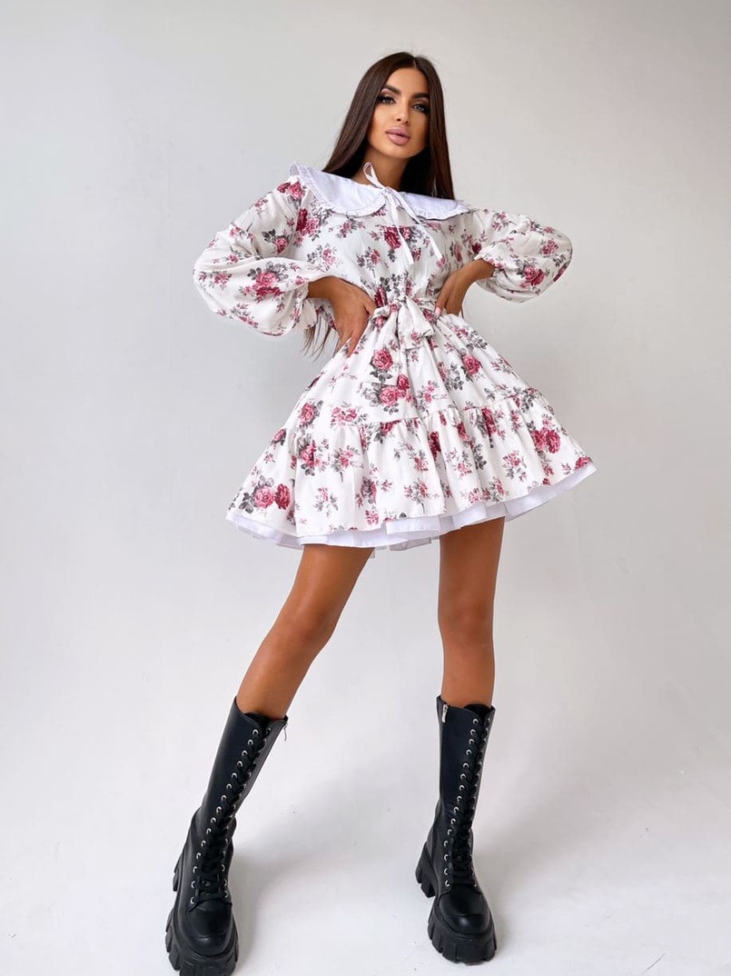 Платье со съёмным воротничком и подъюбником Платье со съёмным воротничком и подъюбником | PUSHKA SHOP