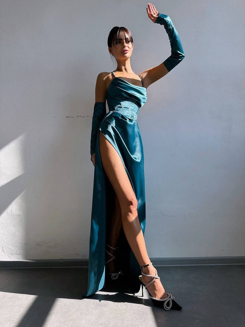 Комплект: корсет з рукавичками + спідниця максі з драпіруванням   | PUSHKA SHOP