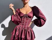 Сукня з корсетом, декорованим стразами  Ручна робота  | PUSHKA SHOP