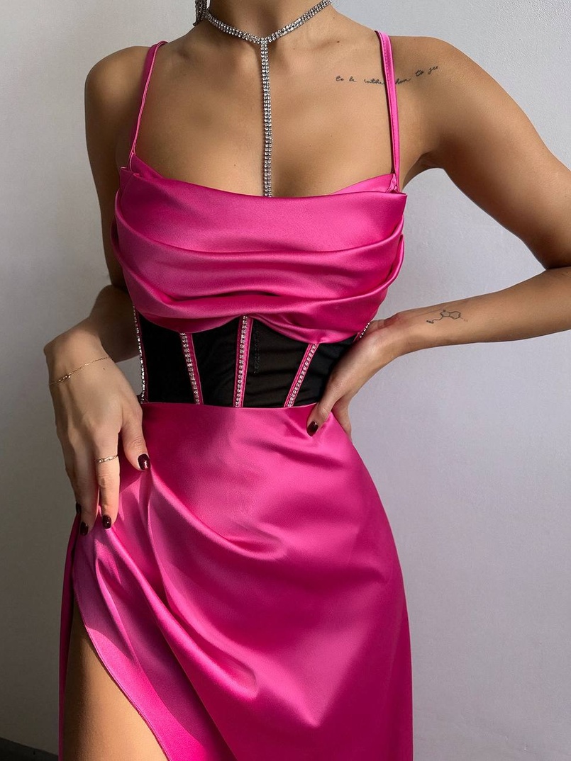 Комплект: корсет, декорований стразами + спідниця максі з драпіруванням  | PUSHKA SHOP