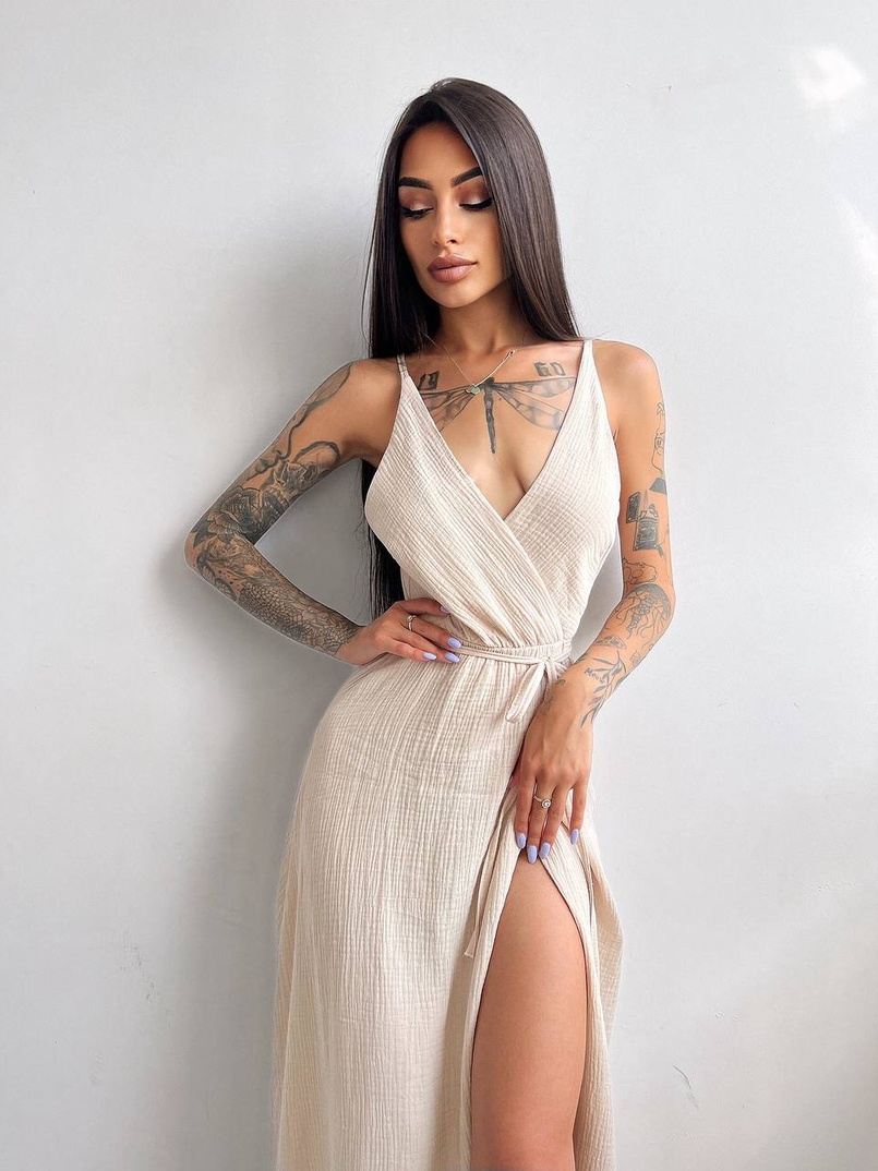 Муслиновое платье с запахом Муслиновое платье с запахом | PUSHKA SHOP