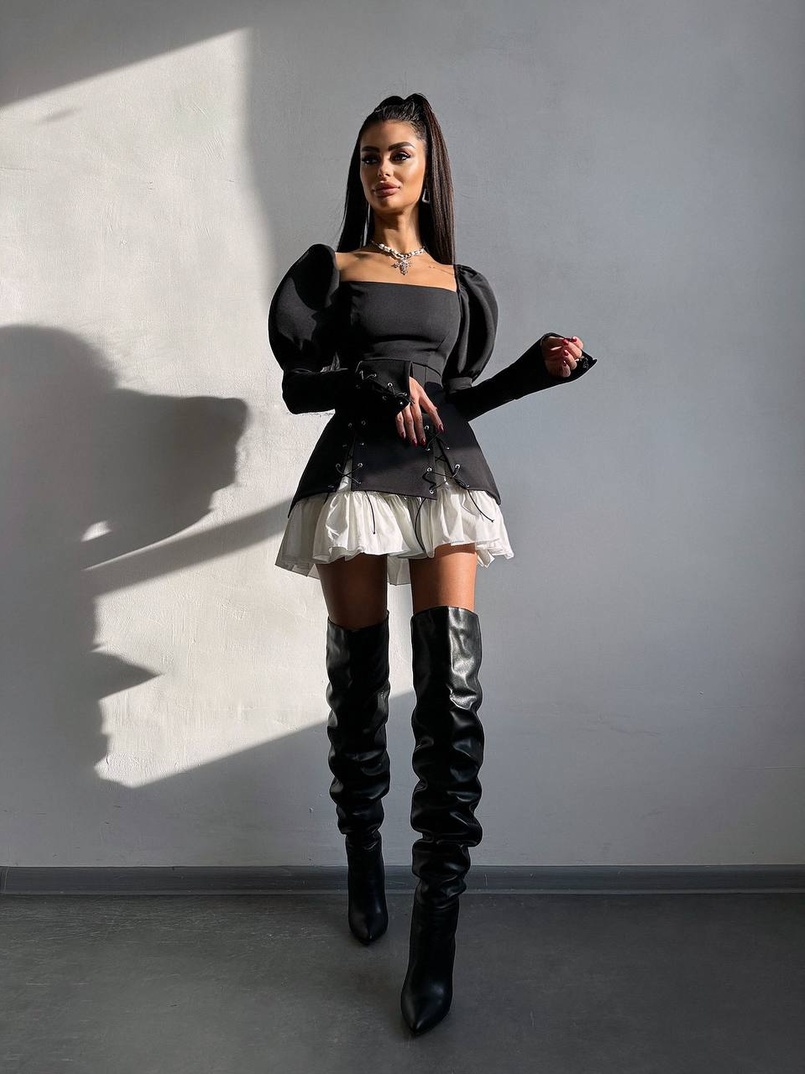 Сукня з об'ємними рукавами + спідниця з воланами Сукня з об'ємними рукавами + спідниця з воланами | PUSHKA SHOP