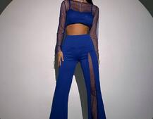 Комплект: топ + штани із сіткою зі стразами  | PUSHKA SHOP