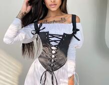 Шелковое платье + атласный корсет на шнуровке | PUSHKA SHOP