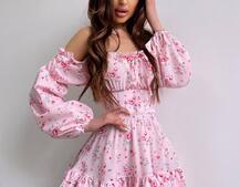 Квіткова сукня з воланами та шнуровкою по спинці Квіткова сукня з воланами та шнуровкою по спинці | PUSHKA SHOP