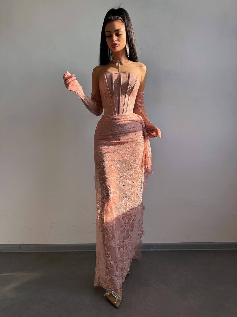 Мереживна сукня максі з рукавичками  | PUSHKA SHOP