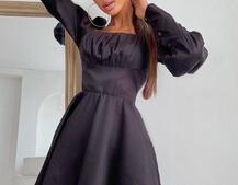 Платье с объемными рукавами из хлопка  | PUSHKA SHOP