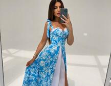 Сукня міді з чашечками в квітковий принт  | PUSHKA SHOP