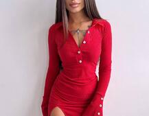 Трикотажное платье-поло  | PUSHKA SHOP