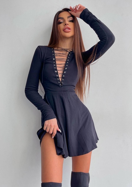 Сукня міні зі шнурівкою  | PUSHKA SHOP