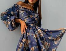 Цветочное платье с пышной юбкой и объемными рукавами   Цветочное платье с пышной юбкой и объемными рукавами   | PUSHKA SHOP