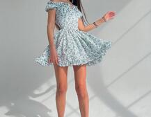 Платье мини с корсетной вставкой на талии с косточками  | PUSHKA SHOP