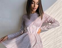 Приталена блискуча сукня з корсетною вставкою та пишною спідницею-сонцем Приталена блискуча сукня з корсетною вставкою та пишною спідницею-сонцем | PUSHKA SHOP