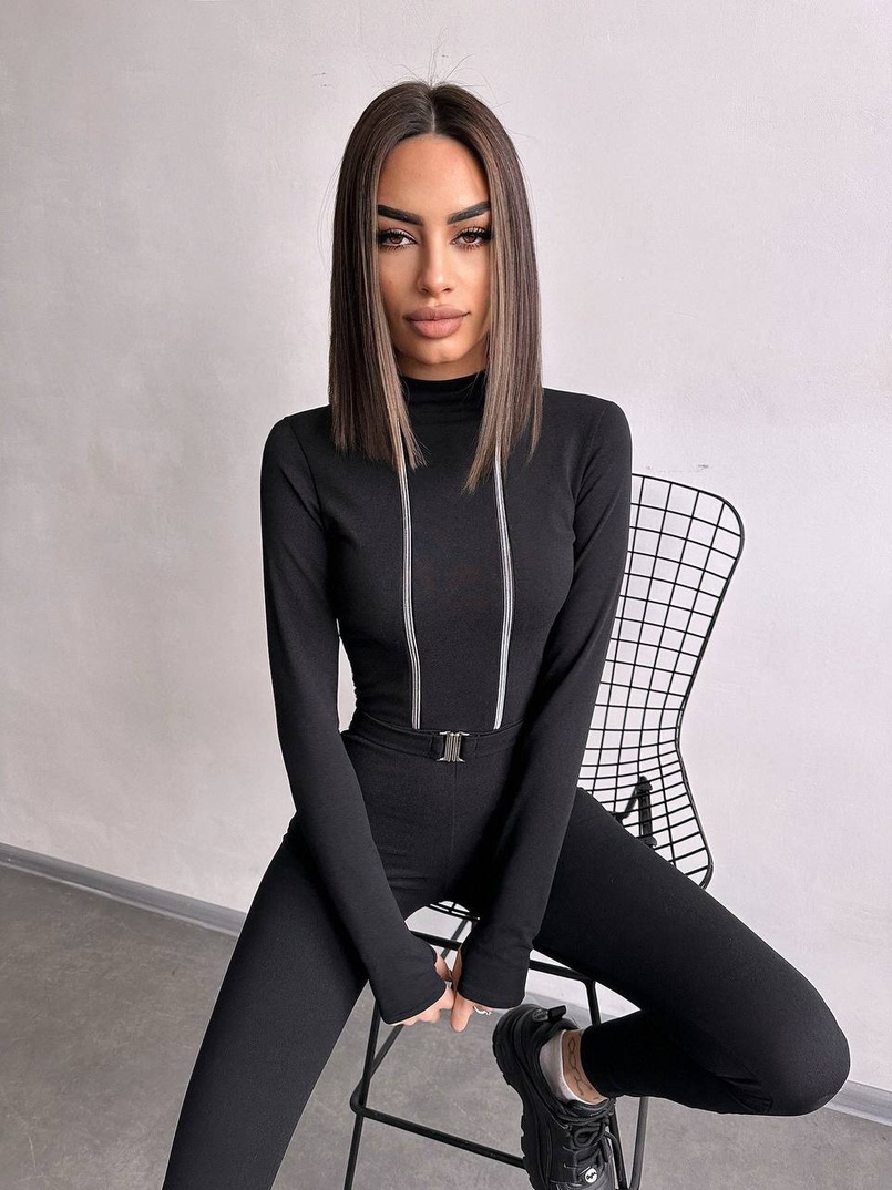 Облягаючий комбінезон з двома змійками та застібкою на талії | PUSHKA SHOP