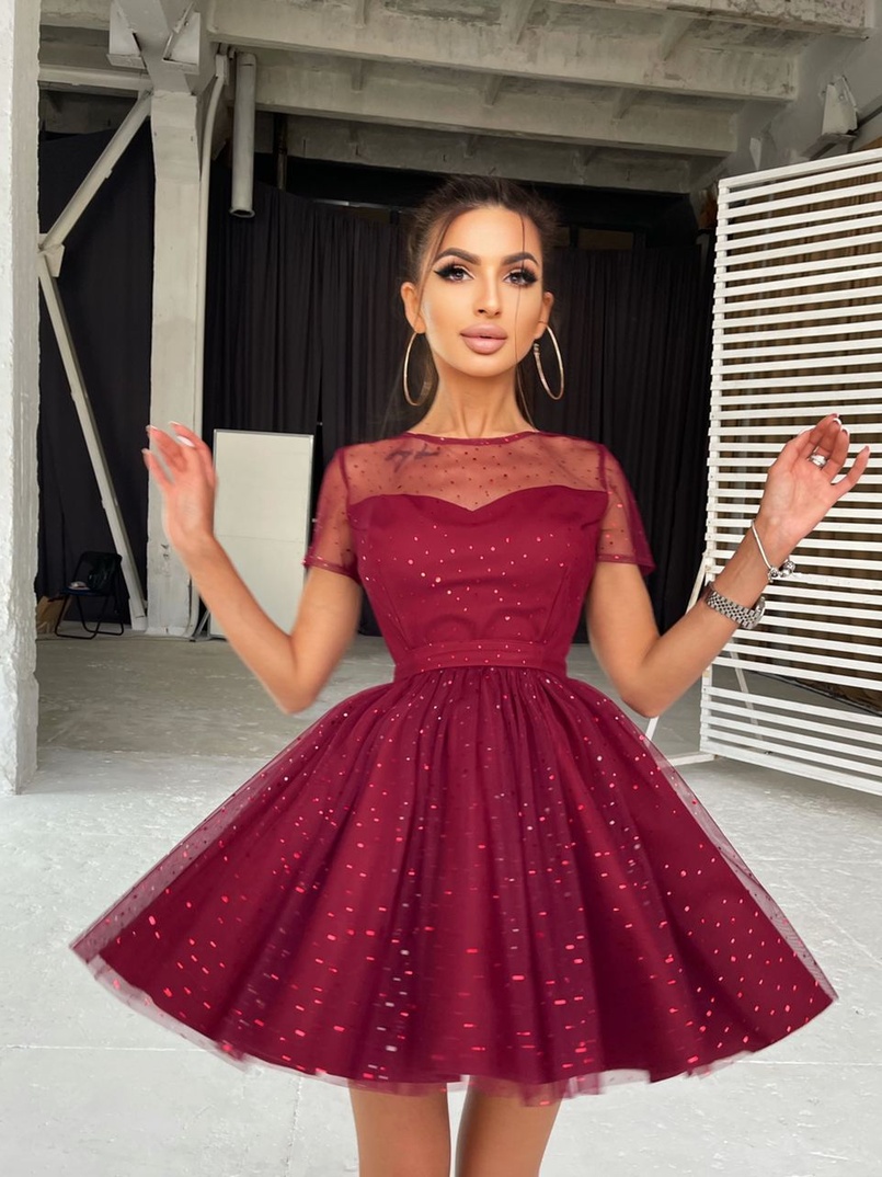 Платье-мини с голографическими блестками Платье-мини с голографическими блестками | PUSHKA SHOP