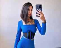 Трикотажний комплект: топ з елементами корсету та спідниця з розрізами  | PUSHKA SHOP