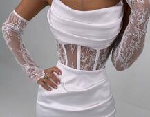 Комплект: корсет, декорований мереживом   + рукавички+ спідниця міні з драпіруванням   | PUSHKA SHOP