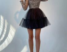 Платье с блестящим верхом и пышной фатиновой юбкой  | PUSHKA SHOP