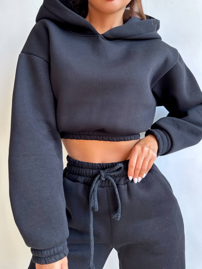 Базовий костюм на флісі з об'ємними капюшоном | PUSHKA SHOP