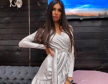 Блестящее платье с запахом и оборками      Блестящее платье с запахом и оборками      | PUSHKA SHOP