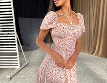 Цветочное платье макси с разрезом  Цветочное платье макси с разрезом  | PUSHKA SHOP