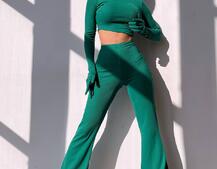 Комплект: штани кльош + топ з рукавичками та прорізами для рук | PUSHKA SHOP