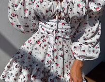 Сукня з квітковим принтом з воланами на ґудзиках Сукня з квітковим принтом з воланами на ґудзиках | PUSHKA SHOP