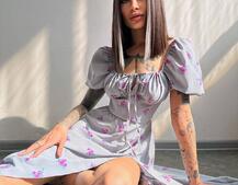 Сукня- міді  з квітковим принтом | PUSHKA SHOP