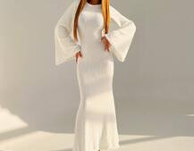 Трикотажна сукня максі з розкльошеними рукавами та відкритою спиною | PUSHKA SHOP