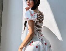 Сукня- міні у квітковий принт зі шнурівкою на спинці  | PUSHKA SHOP