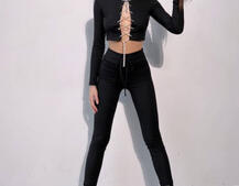 Костюм:  легінси та топ з шнурівкою зі страз | PUSHKA SHOP