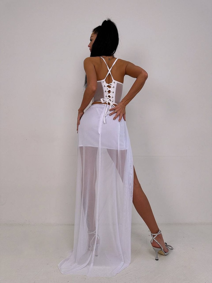 Комплект: корсет декорований стразами + спідниця максі  | PUSHKA SHOP