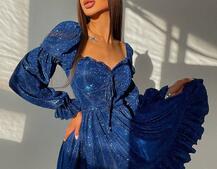 Блискуча сукня з оборками та чашками з ефектом push up | PUSHKA SHOP