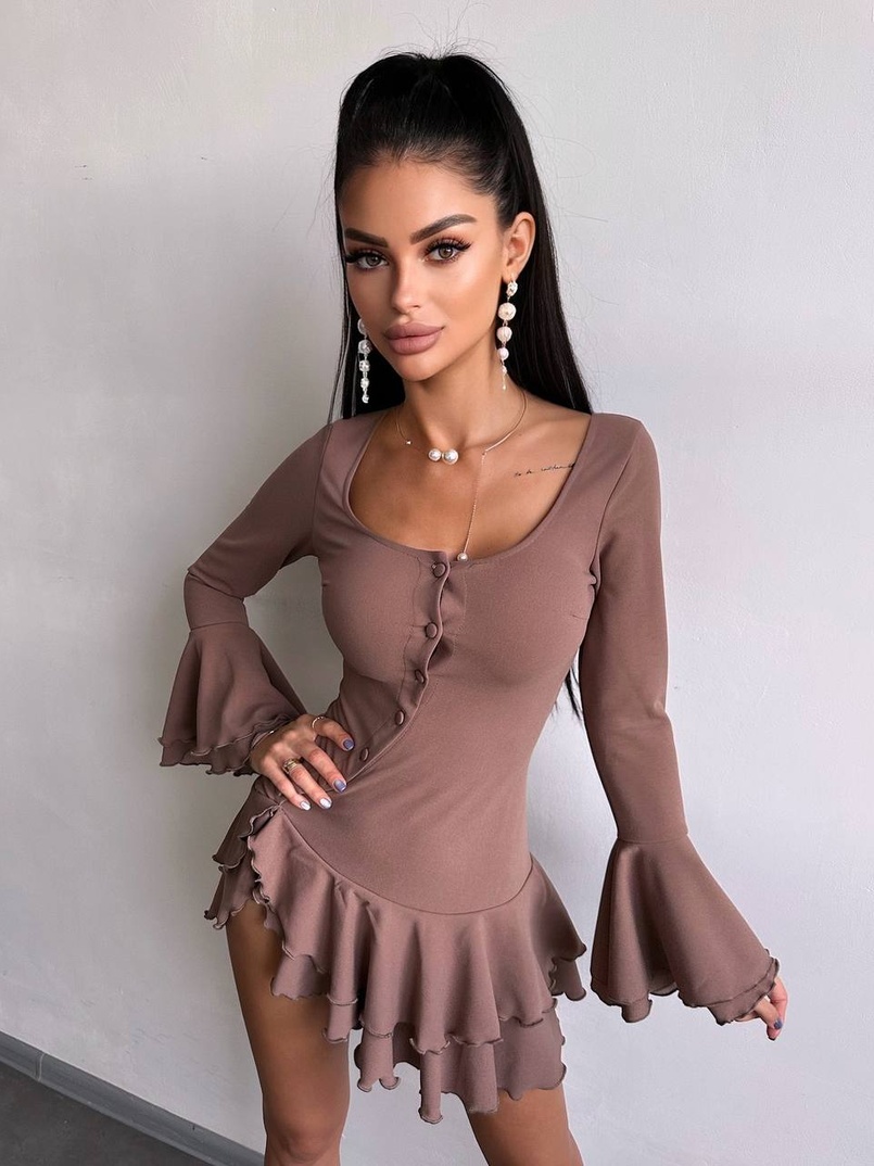 Сукня з з воланами на ґудзиках  Сукня з з воланами на ґудзиках  | PUSHKA SHOP