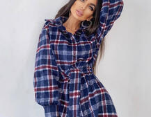 Тёплое байковое платье-рубашка в клетку Тёплое байковое платье-рубашка в клетку | PUSHKA SHOP