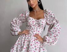 Сукня з квітковим принтом з воланами на ґудзиках  Сукня з квітковим принтом з воланами на ґудзиках  | PUSHKA SHOP