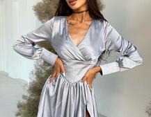 Шелковое платье  с разрезом  + корсет из эко-кож Шелковое платье  с разрезом  + корсет из эко-кож | PUSHKA SHOP