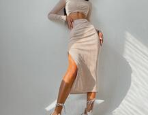 Комплект: топ+ юбка миди с разрезом  | PUSHKA SHOP