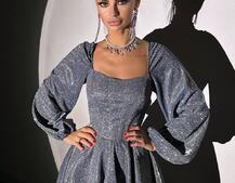 Сяюча корсетна сукня з пишною подвійною спідницею та об‘ємними рукавами Сяюча корсетна сукня з пишною подвійною спідницею та об‘ємними рукавами | PUSHKA SHOP