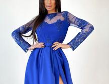 Платье макси с кружевным верхом и разрезом на юбке  | PUSHKA SHOP