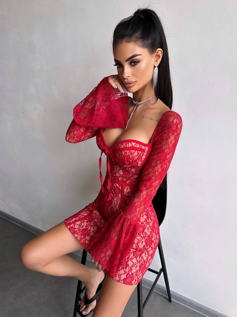 Мереживна сукня міні з чашечками    | PUSHKA SHOP