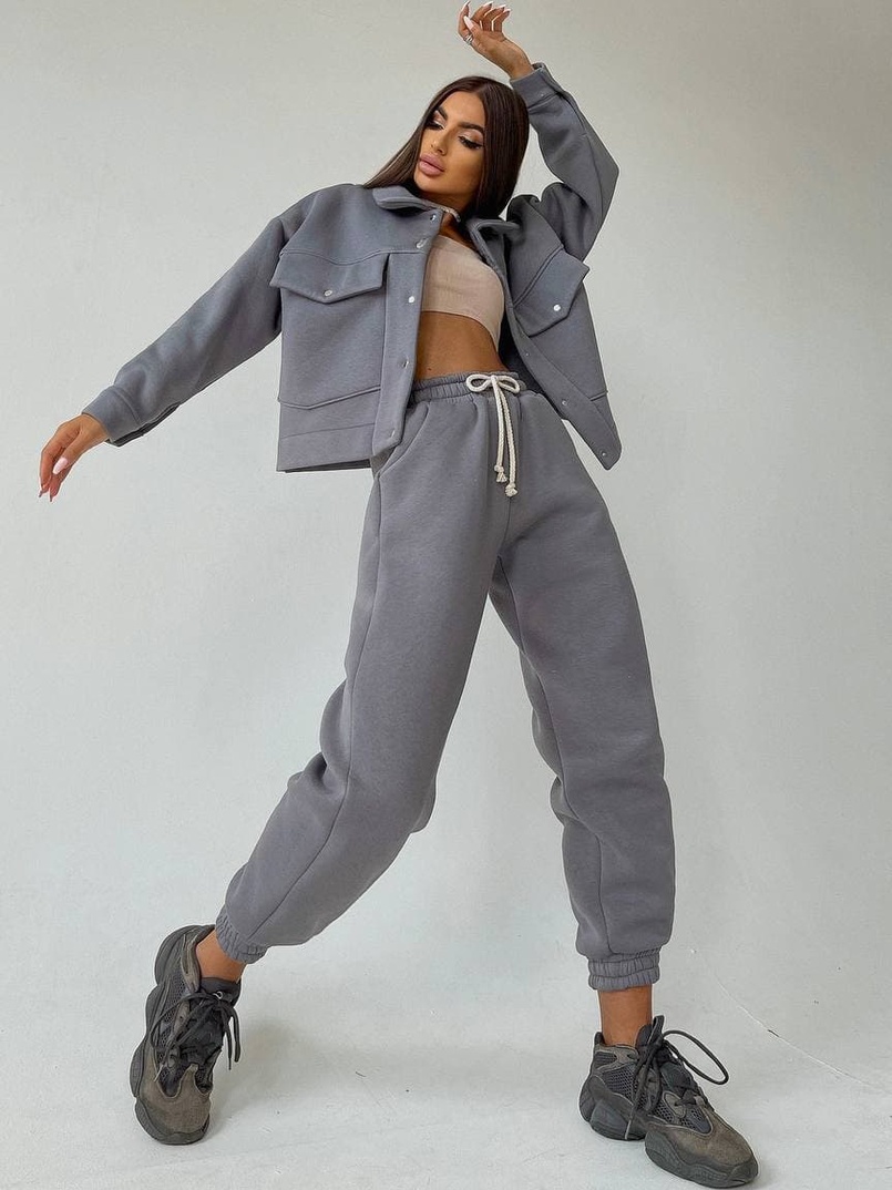 Комплект: тёплая рубашка на кнопках + джоггеры  Комплект: тёплая рубашка на кнопках + джоггеры  | PUSHKA SHOP