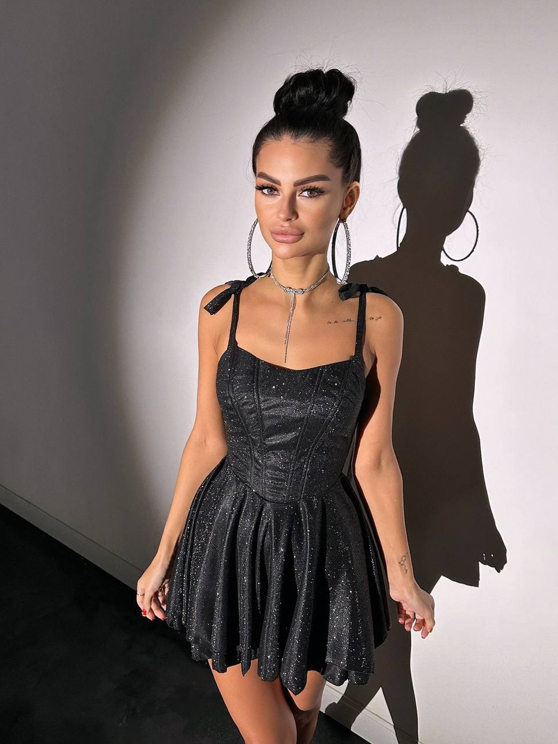 Блискуча корсетна сукня з пишною подвійною спідницею | PUSHKA SHOP