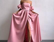 Сукня максі  з розрізом на спідниці та об’ємними рукавами  | PUSHKA SHOP