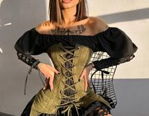 Комплект: сукня декорована мереживом + корсет Комплект: сукня декорована мереживом + корсет | PUSHKA SHOP