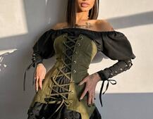 Комплект: сукня декорована мереживом + корсет Комплект: сукня декорована мереживом + корсет | PUSHKA SHOP