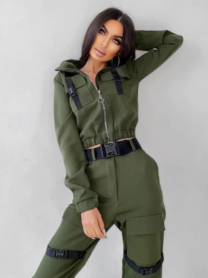 Костюм с брюками-карго декорированный застежками-фастекс | PUSHKA SHOP