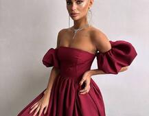 Сукня максі  з розрізом на спідниці та об’ємними рукавами  | PUSHKA SHOP