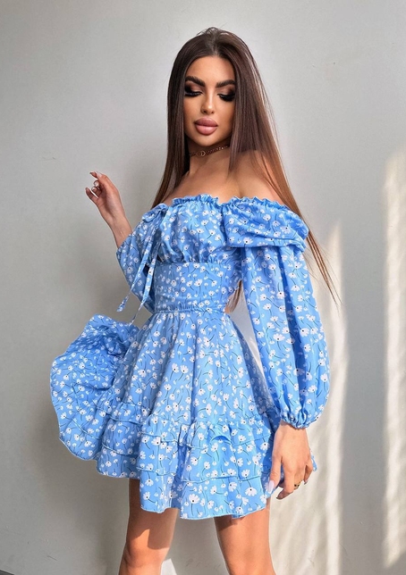 Квіткова сукня з воланами та шнуровкою по спинці | PUSHKA SHOP