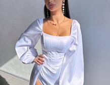 Атласний комплект: корсет + спідниця  максі з драпіруванням | PUSHKA SHOP